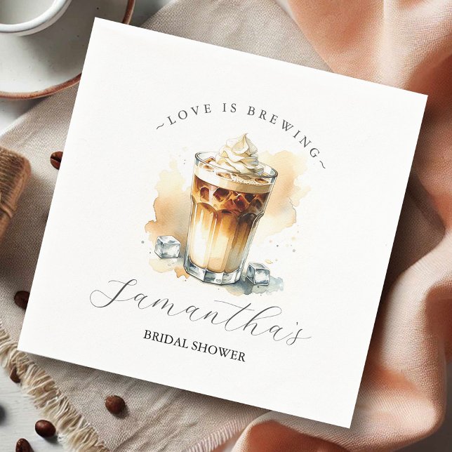 Papel Guardanapo de Festa Decorativo Tema Café Chá de No (bridal shower decor love is brewing iced coffee art)
