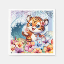 Papel Guardanapo de Festa do Tigre de Desenho Animado
