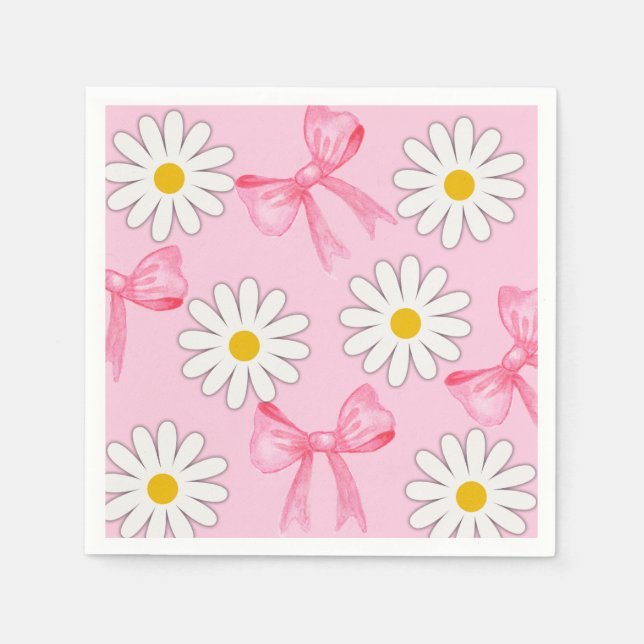 Papel Guardanapo de Flor de Margarida e Laço (Frente)