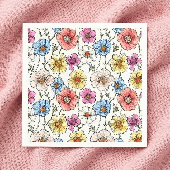 Papel Guardanapo de flores silvestres coloridas (Criador carregado)