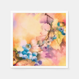 Papel Guardanapo de Frutas Mirtilo — Pintado à Mão