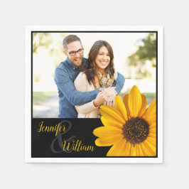 Papel Guardanapo de girassol com nome do casal e foto