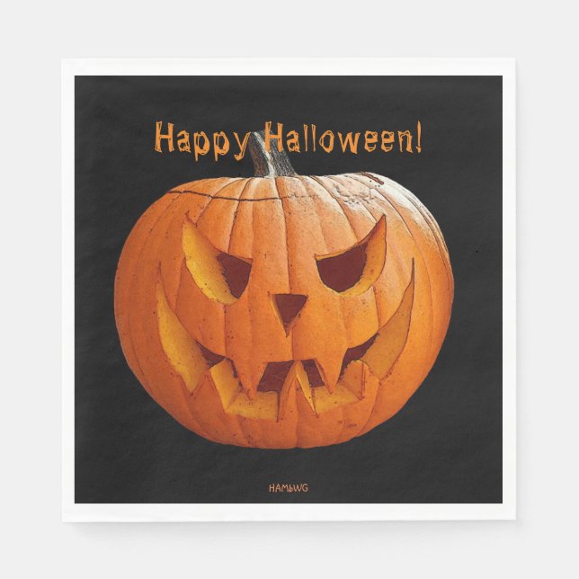 Papel Guardanapo de Halloween Laranja Jack-O-Lantern HAM (Frente)
