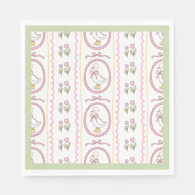 Papel Guardanapo de Jantar Padrão para Chá de Bebê Pink  (Frente)