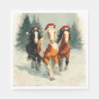 Papel Guardanapo de Natal Cavalos Galopantes Lindos