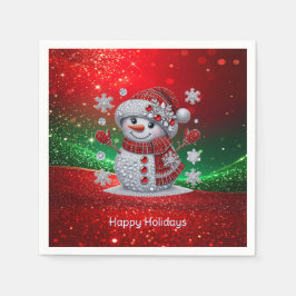 Papel Guardanapo de Natal com Boneco de Neve e Rhineston