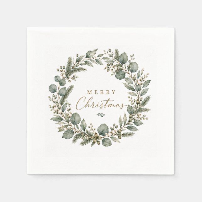 Papel Guardanapo de Natal de Eucalipto Botânico Elegante (Frente)