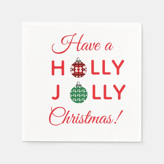 Papel Guardanapo de Natal Holly Jolly (Frente)