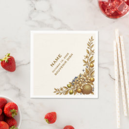 Papel Guardanapo de Noiva Floral Elegante Dourado de Lar