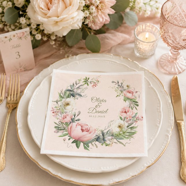 Papel Guardanapo de Noiva Peônia Rosada (Blush Peony Wedding Napkin)