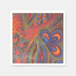 Papel guardanapo de padrão azul laranja