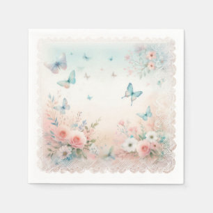 Papel Guardanapo de papel, macio, aquarela, borboletas