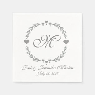 Papel Guardanapo de prata do casamento de Monogramed do