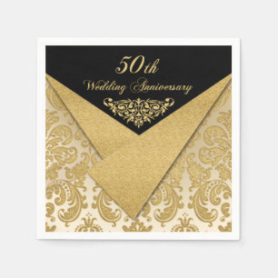 Papel Guardanapo do aniversário de casamento do damasco