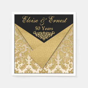 Papel Guardanapo do aniversário de casamento do damasco