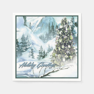Papel Guardanapo dos cartões de natal da floresta do
