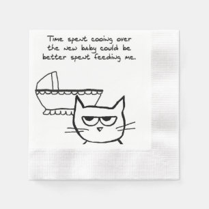 Papel Guardanapo engraçados do chá de fraldas - o gato