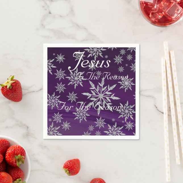 Papel Guardanapo Floco de Neve Roxo Jesus é a Razão (Insitu)