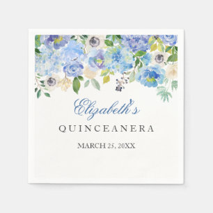Papel Guardanapo floral azul elegante de Quinceanera