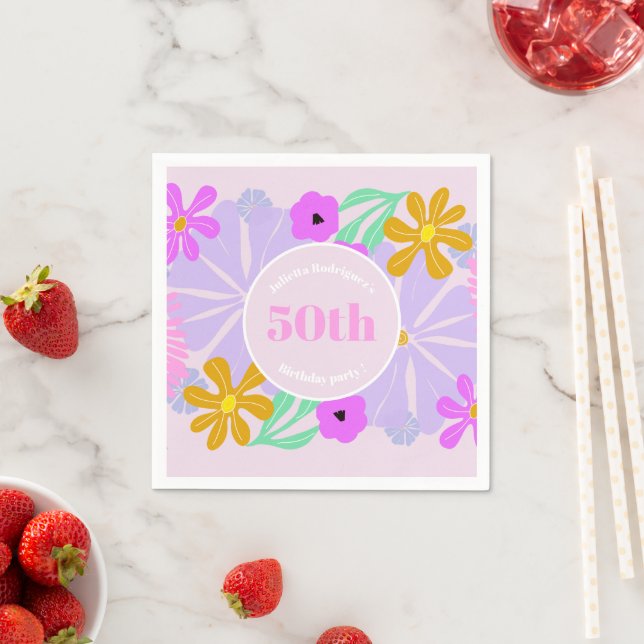 Papel Guardanapo floral cor-de-rosa fofo romântico de 50 (Insitu)