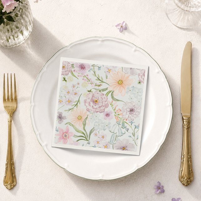 Papel Guardanapo Floral Jardim de Campo Pastel (Criador carregado)