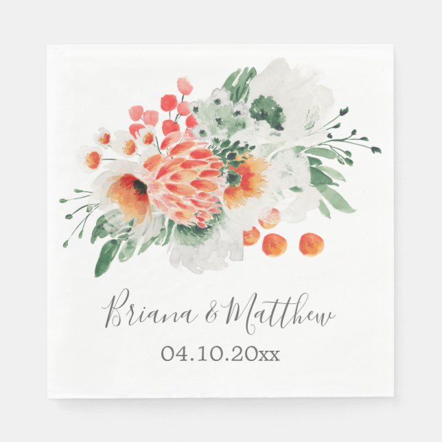 Papel Guardanapo Floral Moderno de Aquarela com Flores S (Frente)
