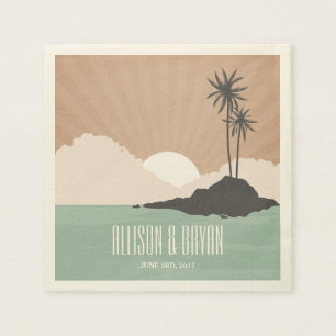 Papel Guardanapo inspirados retros do casamento de praia