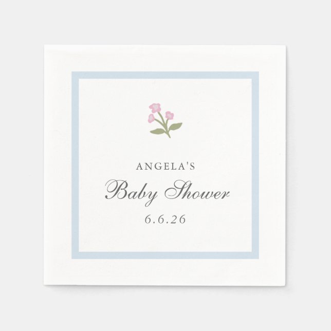 Papel Guardanapo para Chá de Bebê com Floral Delicado (Frente)