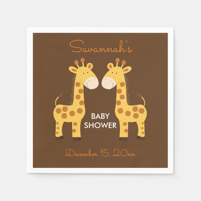 Papel Guardanapo para Chá de Bebê de Girafas Gêmeas (Frente)