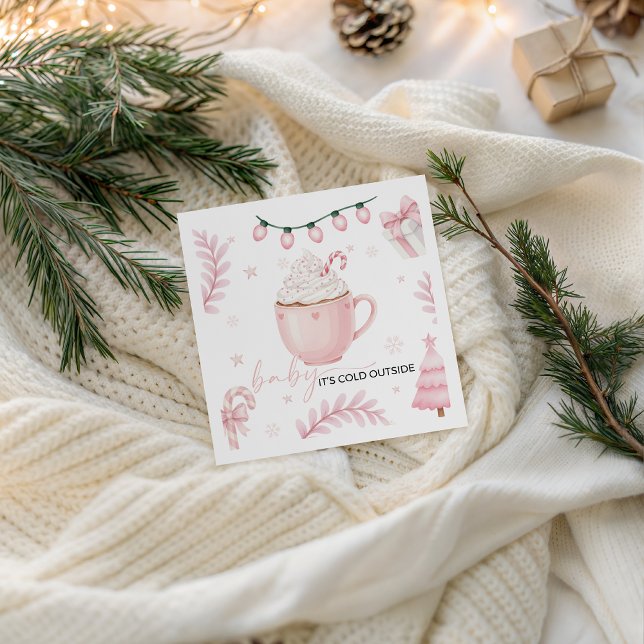Papel Guardanapo para Chá de Bebê de Inverno Rosa (Criador carregado)