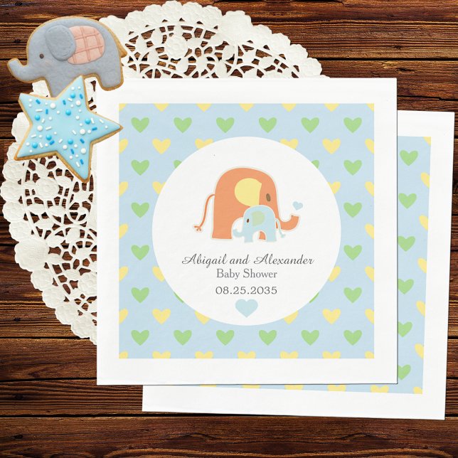 Papel Guardanapo para Chá de Bebê de Mamãe e Elefante Az (Criador carregado)