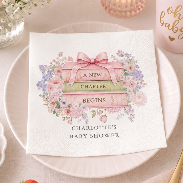 Papel Guardanapo para Chá de Bebê Um Novo Capítulo Começ (Criador carregado)
