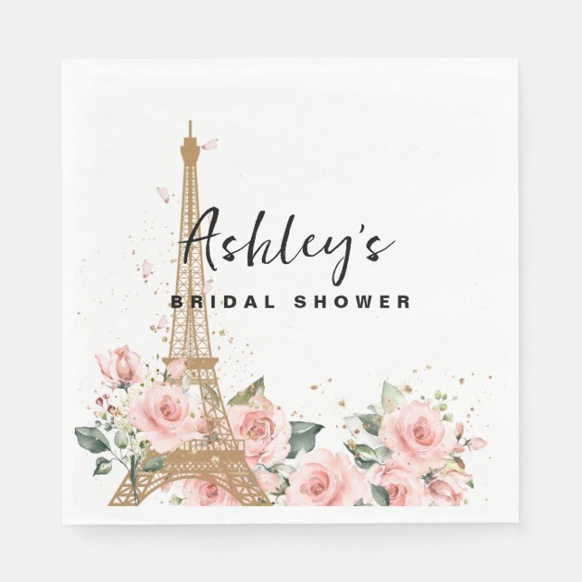 Papel Guardanapo para chá de noiva com tema Paris francê (Frente)