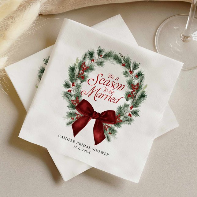 Papel Guardanapo para Chá de Noiva 'É Época de se Casar' (tis a season to be married bridal shower paper napkins)