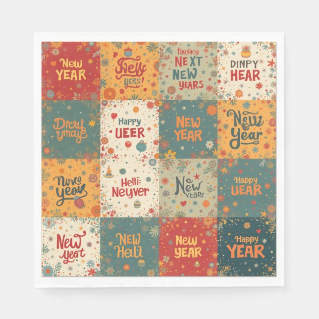 Papel guardanapo para festa de Ano Novo (Frente)