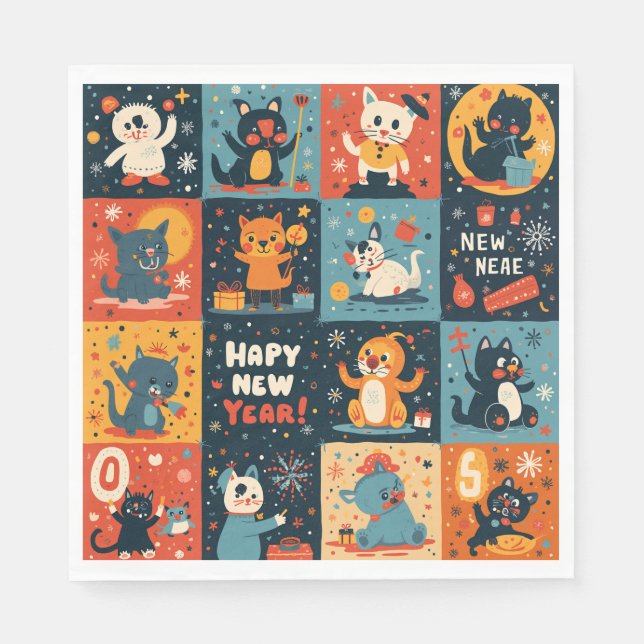 Papel guardanapo para festa de Ano Novo (Frente)