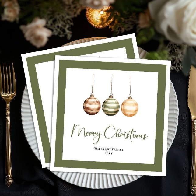 Papel Guardanapo Personalizado Árvore de Natal Minimalis (Minimal Neutral Christmas Tree Personalized Napkins)