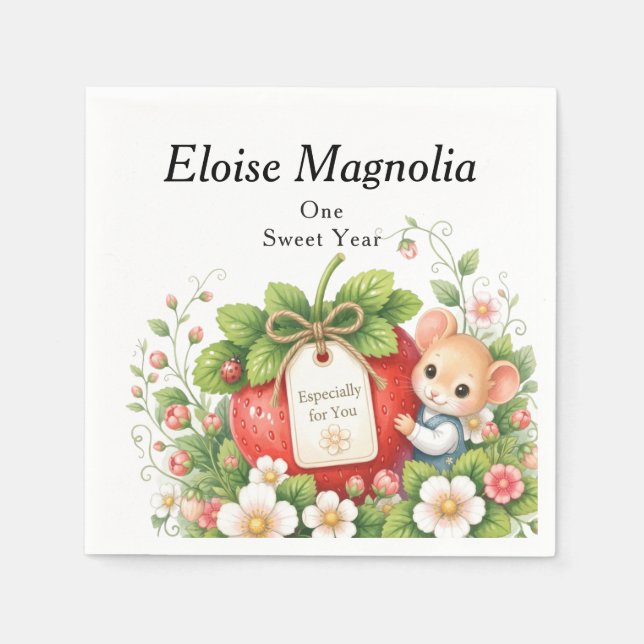 Papel Guardanapo Personalizado de Aniversário Doce de Fr (Frente)