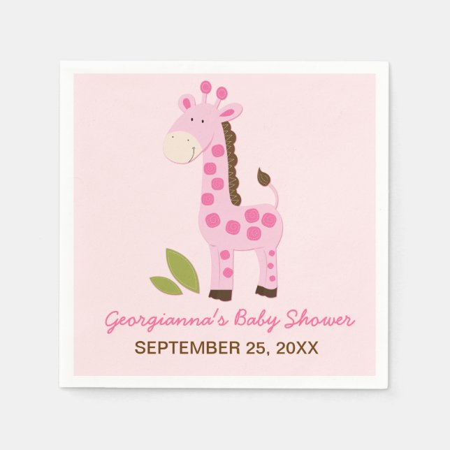 Papel Guardanapo Personalizado de Chuveiro de Bebê Giraf (Frente)