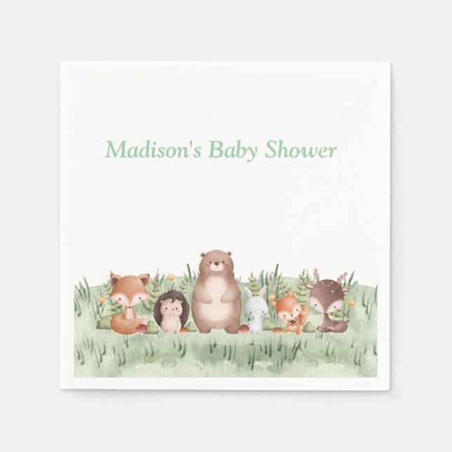 Papel Guardanapo Personalizado para Chá de Bebê Floresta (Frente)