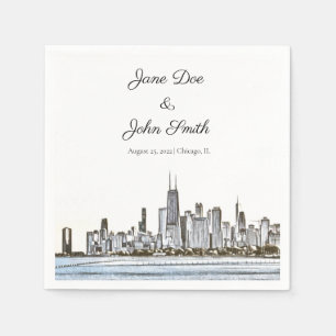 Papel Guardanapo Skyline Personalizado de Chicago