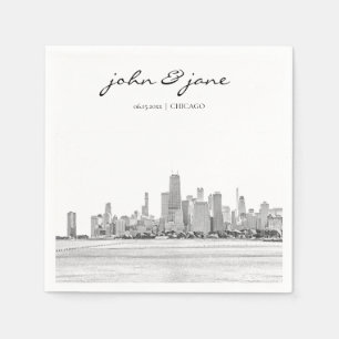 Papel Guardanapo Skyline Personalizado de Chicago