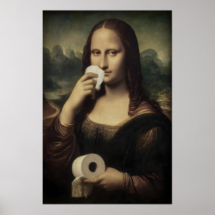 Papel Higiênico Antigo com Impressão da Mona Lisa,