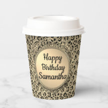 Papel impresso Leopard com Glitter Glam Dourado