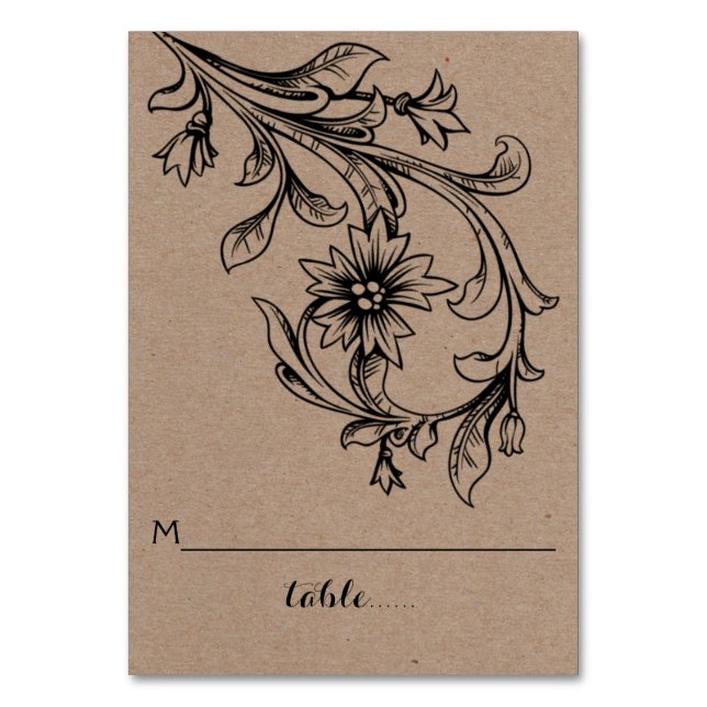 Papel Kraft floresce cartão de escolta dobrado par (Frente)