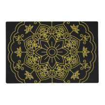 Papel Laminado Elegante De Mandala Preto E Dourado
