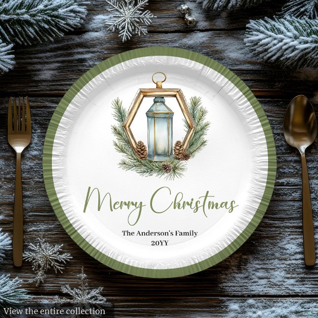 Papel Lâmpada de Natal Boêmia Simples em Prato Neutro (Simple Bohemian Christmas Lantern in Neutral Plate

)