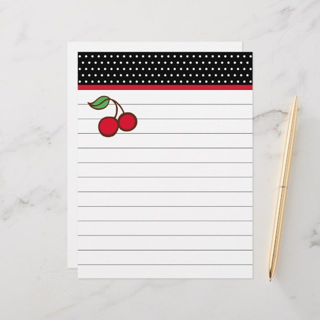 Papel Letterhead Retro Cherry (Frente/Verso In Situ)