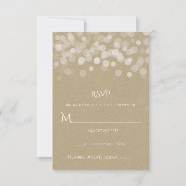 Papel Marrom Simples RSVP de Casamento Rústico (Frente)