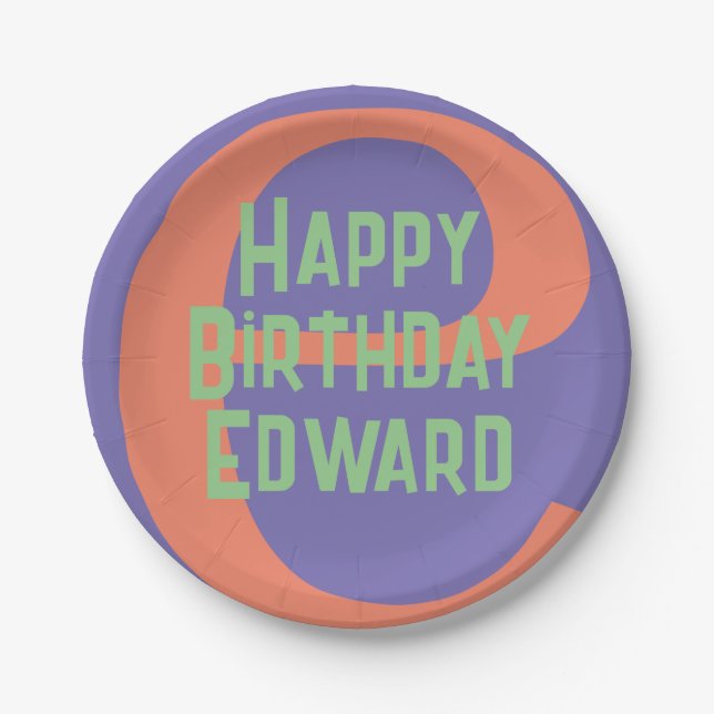 Papel Meninos, prato de festa feliz aniversário horroros (Frente)